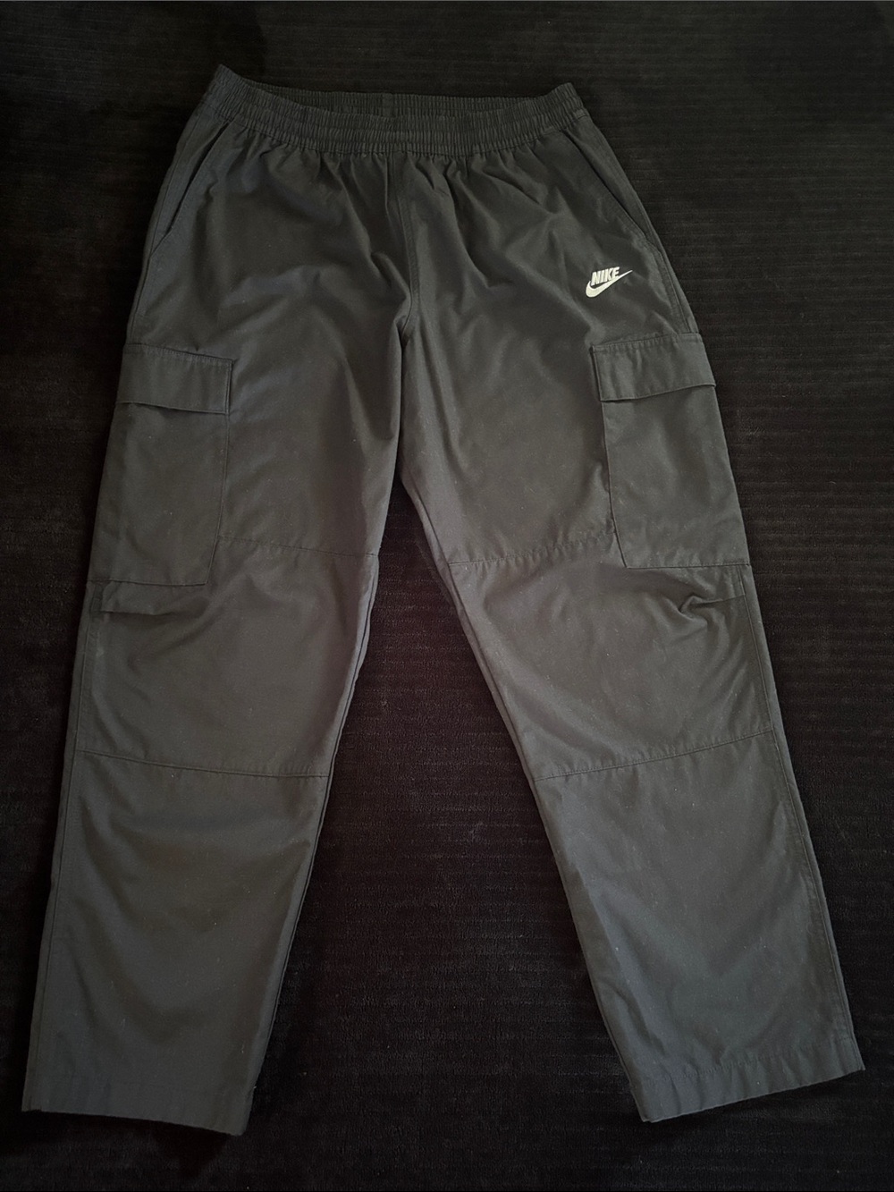 Nike Sz L Black Men's Cargo Track Pants with Logo